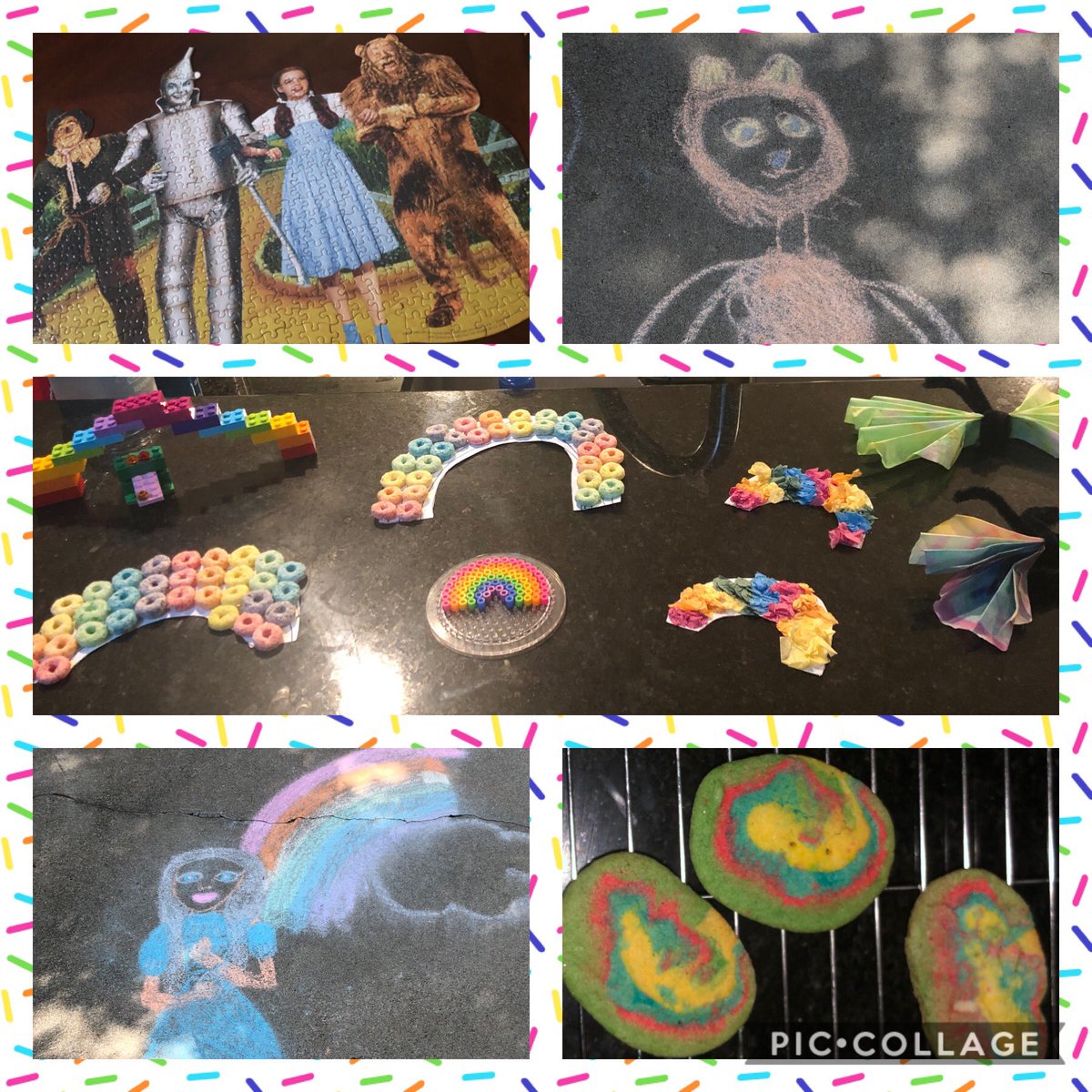 Another week of #campathome! The inspiration for this week was a Wizard of Oz puzzle. The girls went wild with rainbows 🌈!! #momlife