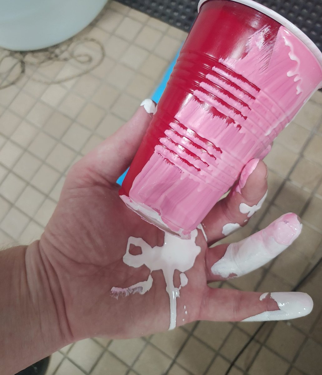 #FunFact: Pool paint does NOT like red solo cups. Coach <a href="/Dprit66/">Dawson Pritchard</a> found that out the hard way...