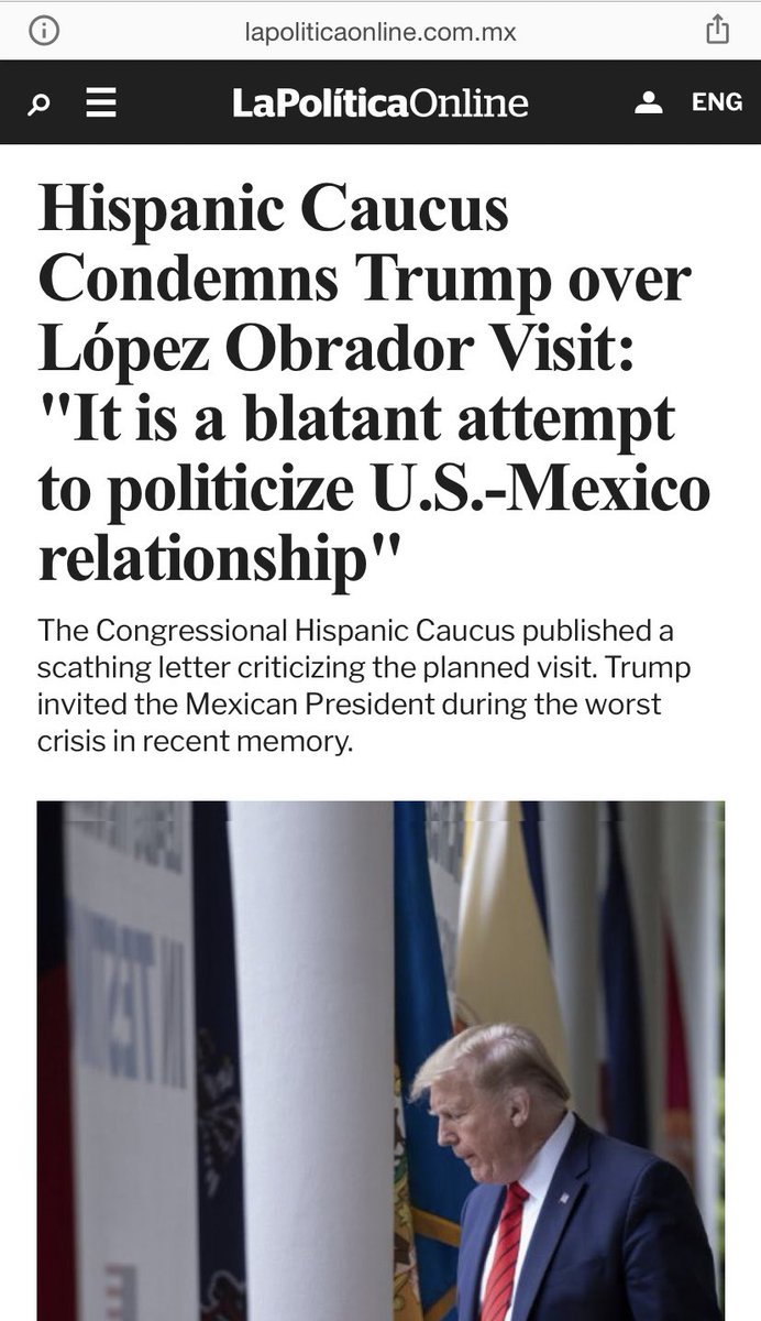 Mientras tanto, se impulsó la discusión sobre si esto beneficiaba a Trump electoralmente y  @JoeBiden hizo rabieta. El caucus Hispano insistió en que la visita de AMLO politizaba la relación México-Estados Unidos y Trump les contesto que AMLO era “un hombre maravilloso” y su amigo