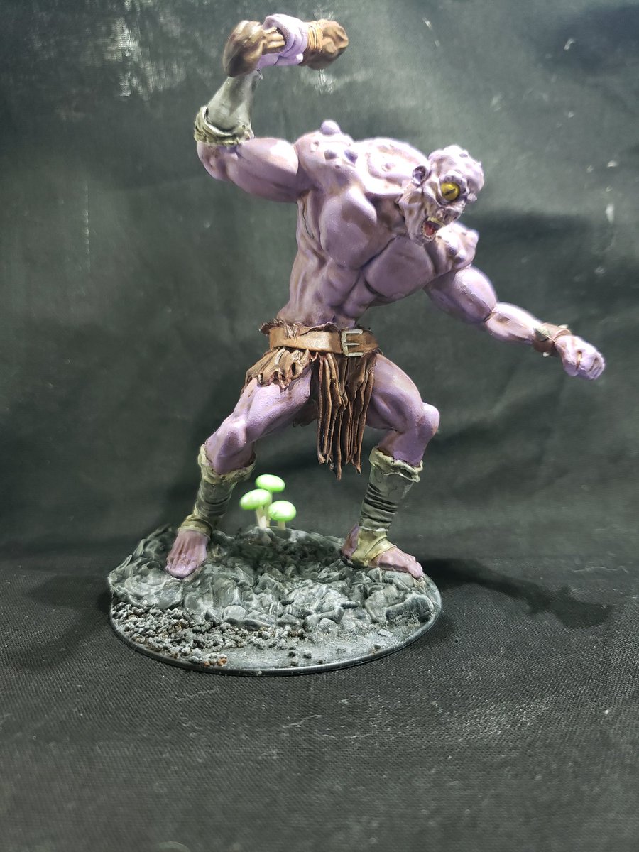 TheTavernArcane's tweet photo. My second attempt at basing a miniature, some cave rubble and under dark mushrooms. What do you all think? #ttrpg #dnd5e #miniaturepainting #DnD #minibasing #amatuer https://t.co/TKFELVpUjA