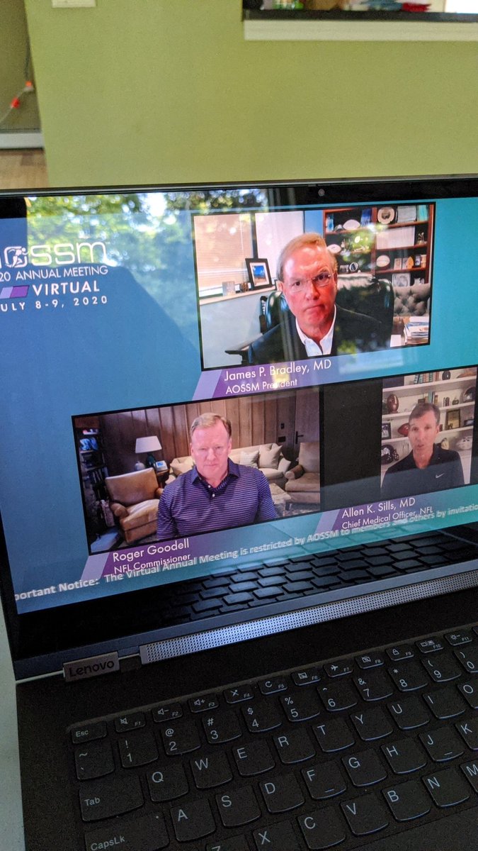 Virtual meeting w the commish. How will the NFL handle covid and get back to play? #NFL #NFLTwitter #goodell #sportsmed #aossm #orthotwitter #COVID #SafetyFirst #virtualmeeting