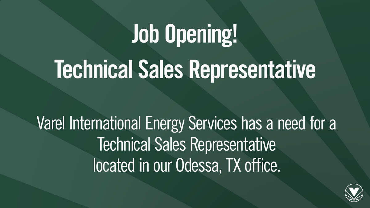 Varel is looking for a Technical Sales Representative  located in our Odessa Texas office. If you are looking for more information about the job or would like to submit your resume please click: usr57.dayforcehcm.com/CandidatePorta…