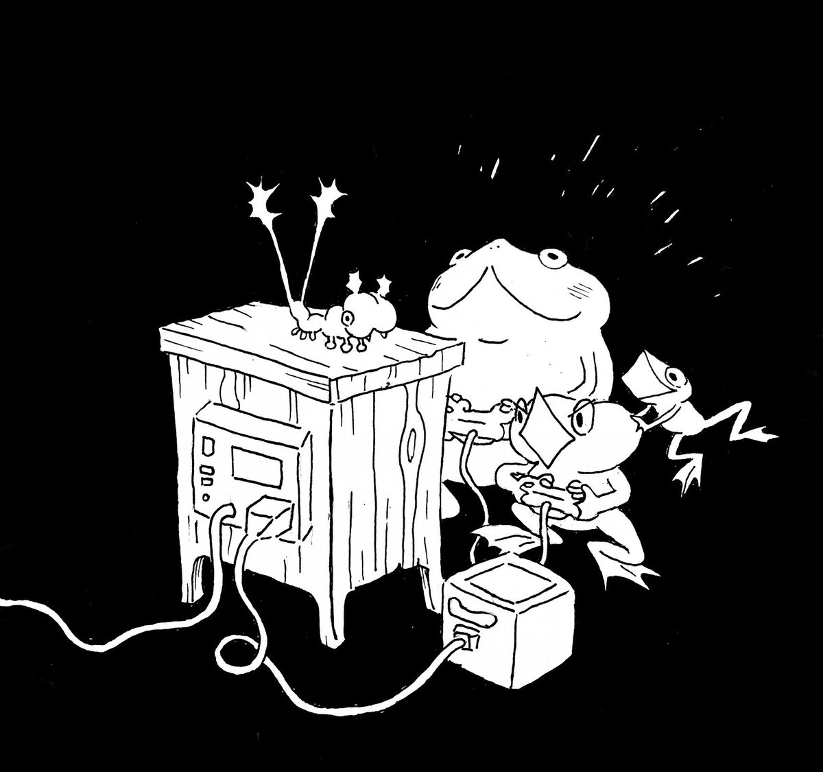 Choo choo! The frogs file onto the art train ?✨? @chiliflakess @toucan_party @bothpalms @pa__luis @Beau_Elliott  @cobysoftco https://t.co/QHeZwjkr7r 