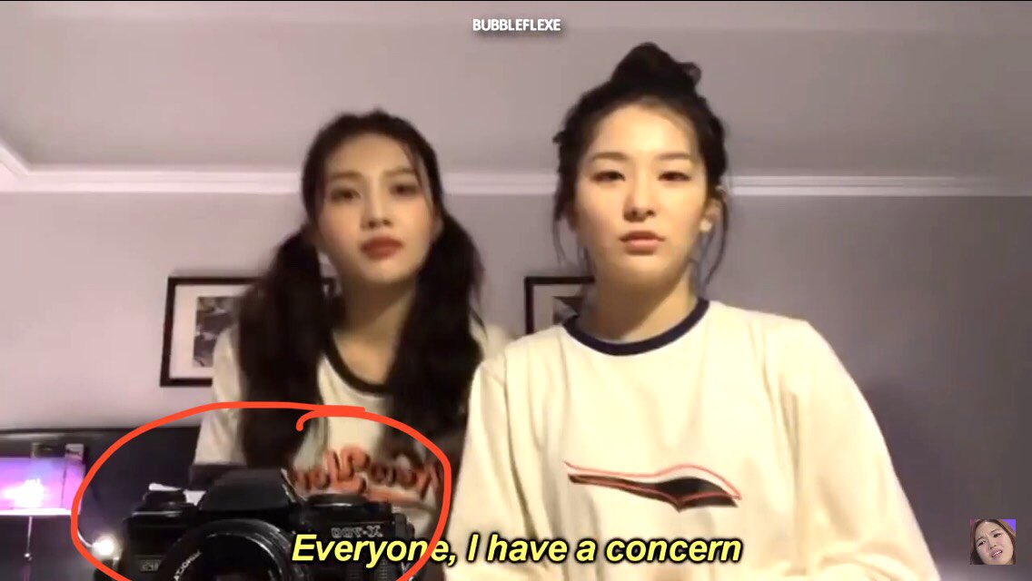 My niece put on this Red Velvet (Kpop group) video, and I had to screenshot it so I could see the camera better. Turned out to be a Minolta X-700 (but it was broken and she was asking viewers if they new how to fix it)   #believeinfilm