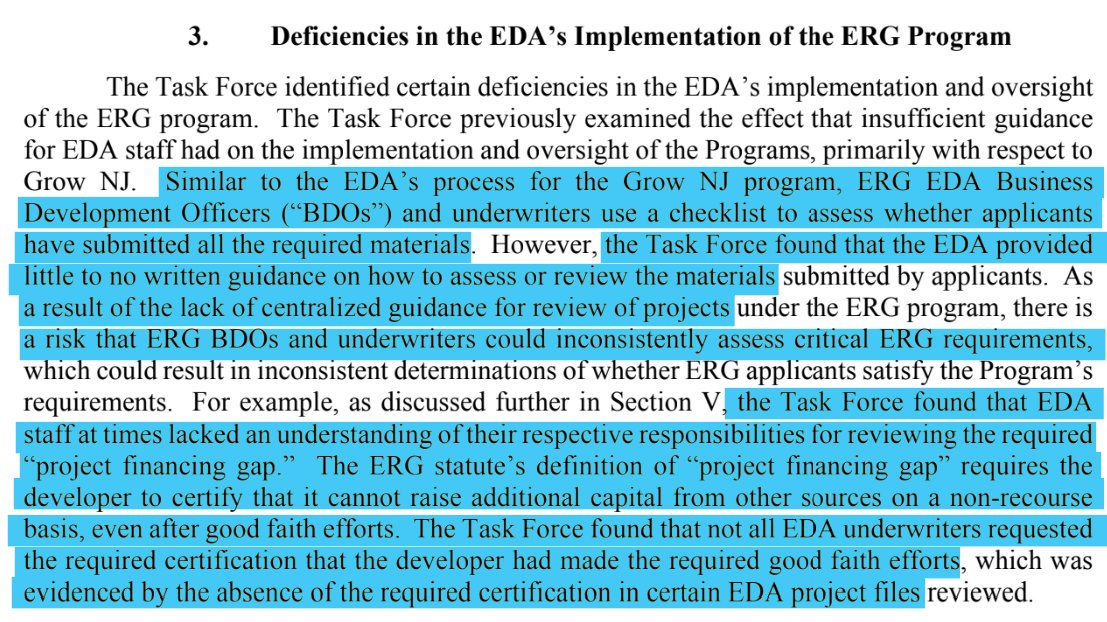 The EDA failed to provide staff with guidance and training as to what was actually required under the law. This led to even more opportunity for unqualified projects to get approved, even if the flawed law wasn't being actively exploited by companies and their consultants.