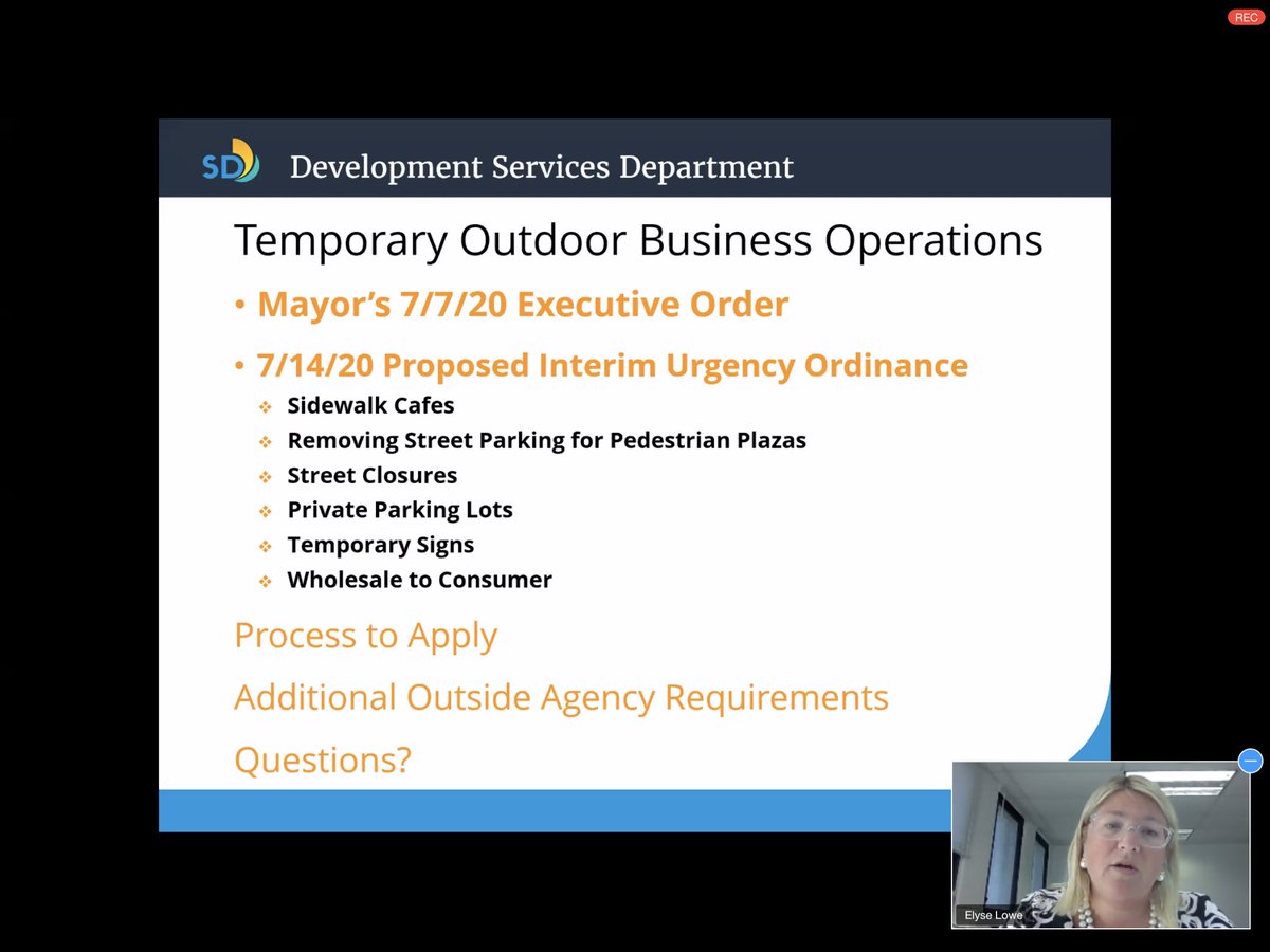 EL: Parking spaces were not included in the executive order because time was needed for safety review. Use of parking IS included in the Interim Urgency Ordinance.