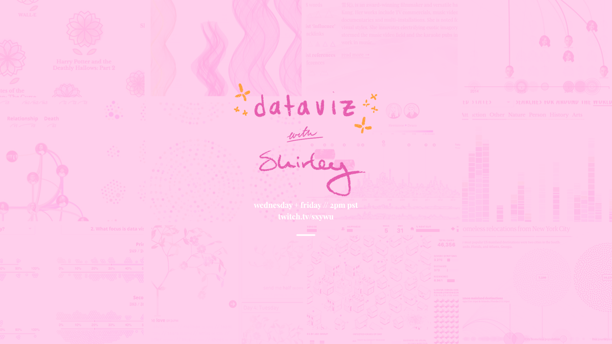I've been struggling a lot with motivation for weeks and I realized it has a lot to do with not having deadlines so to give myself accountability, I've decided to restart my Twitch live-codes👩‍💻🎉 Come join me design&code #dataviz✨ 📅 wed & fri 2pm pst 🔗 twitch.tv/sxywu
