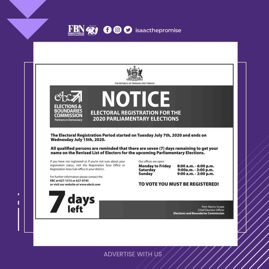 ISAACThePromise's tweet image. 7 DAYS LEFT

Just seven days left to rally your friends and relatives to check out their registration status online at ebctt.com

#ebctt #elections2020 #2020 #newnormal