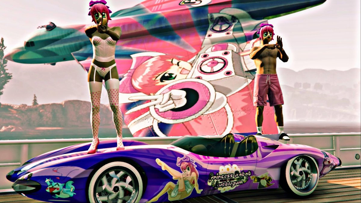 District8GTA's tweet photo. This weeks #PhotoContest theme @District8GTA was Princess Bubblegum and here are some of the entires from @fitzpadgio &amp; @jibs1990 😍😍 

#District8 #GTAOnline #RockstarGames #Snapmatic https://t.co/oUcdL2fFVs