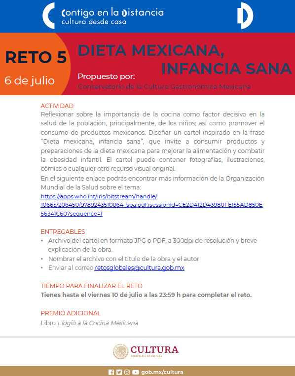 CCGM_Mexico's tweet photo. ¡Mañana, último día!
Participa en el #RetoGlobal "Dieta mexicana, infancia sana"
Diseña 1 cartel que invite a consumir productos y preparaciones de la dieta mexicana para mejorar la alimentación y combatir la obesidad infantil.
Más detalles👉🏼https://t.co/7px4WGyBrQ
@cultura_mx https://t.co/iFpOLYGoMl