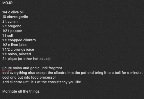 More FU Goya recipes,Mojo (too long for a tweet, so screenshot)