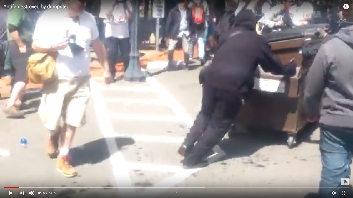 Now, Antifa was set up six ways from Sunday.Bait (upper left) was following them from the beginning. I wonder what he was hiding under the jacket draped over his left arm?He got a text message: "Go."