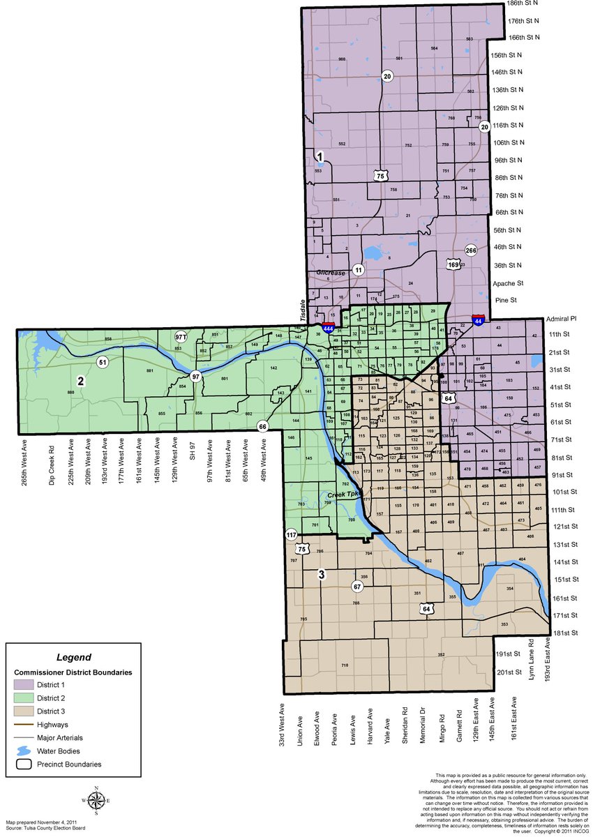 This is Tulsa County.Comparing to the previous image, the brown area, most of the green, and part of the purple fall inside the Muscogee (Creek) Nation.