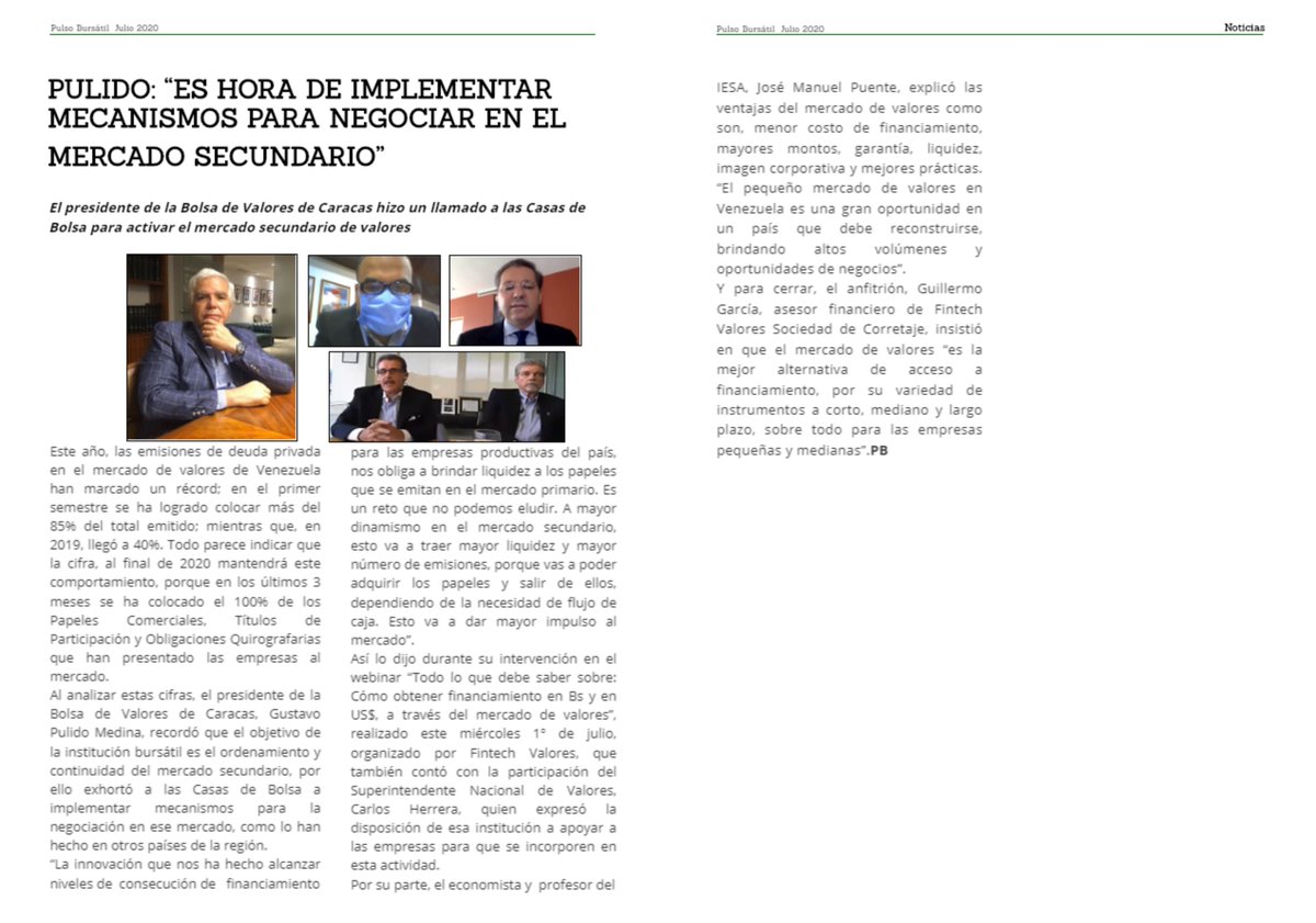 FintechValores's tweet photo. Más de nuestro #IwebinarFintech disponible la edición de #julio de Pulso Bursátil, la revista digital de la Bolsa de Valores de Caracas https://t.co/PxwSz5nBwN https://t.co/2eHd8YjRkP