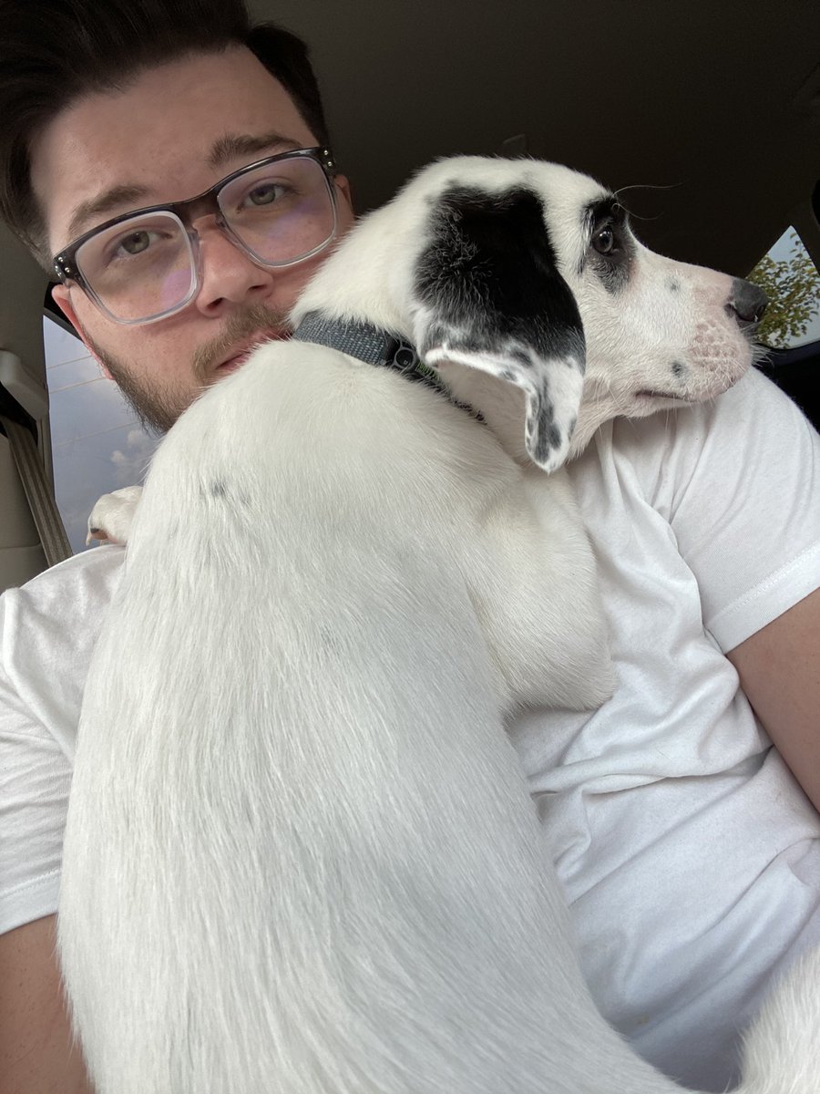 thewhitedovah's tweet image. The small boi doesn’t like car rides...😂🐶
#scaredboy #vacation #gonnamisshim