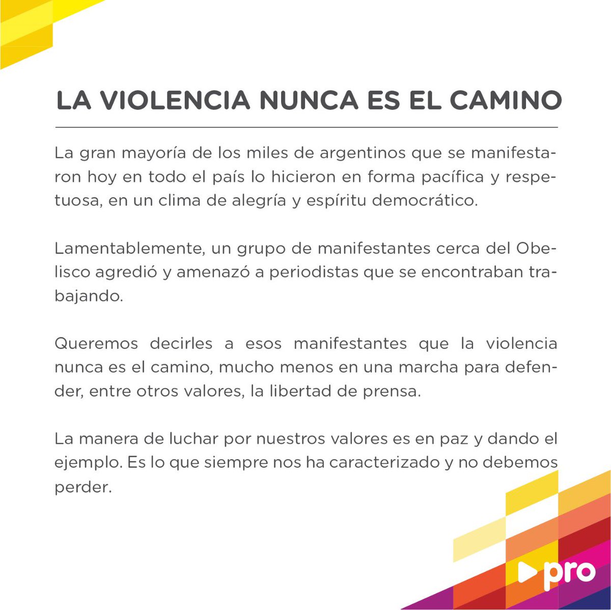 Rechazo absoluto a toda forma de violencia contra el periodismo. Atacar al periodismo es atacar la Libertad. <a href="/C5N/">C5N</a> <a href="/todonoticias/">TN - Todo Noticias</a>