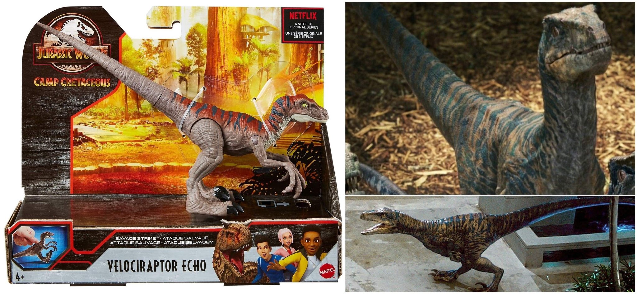 Jurassic World Dinosaure Dino Rivaux Velociraptor Echo /& Colorforms Autocollant Histoire