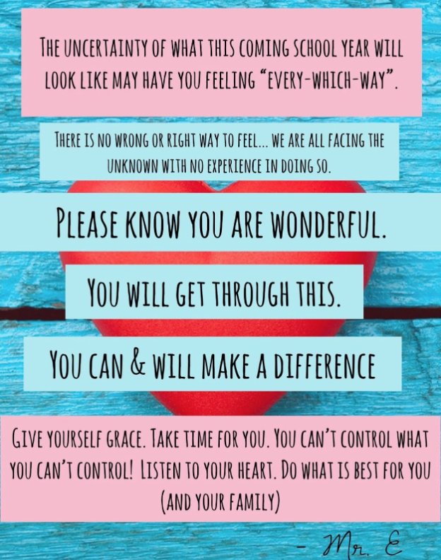 creativitydept's tweet photo. Q1: Mr. E posted this image today, there is uncertainty and you have permission to feel your feelings.  How are you taking the time to recognize those feelings and get also be proactive to make a difference? #K12ArtChat #CreativityDept @NAEA @TXarted @DavisPub @AdobeForEdu https://t.co/aDjhkGV4U4