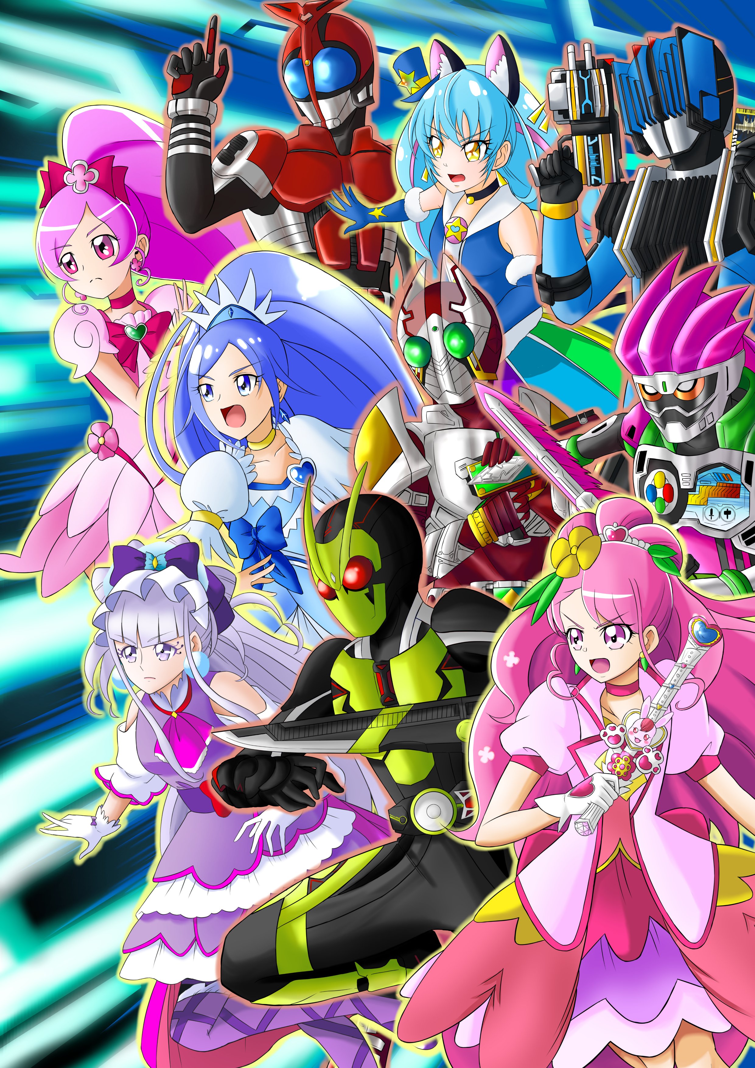 ぐってぃ Pa Twitter Pixivにも投稿したイラスト オールライダーとプリキュアオールスターズ 仮面ライダー プリキュア イラスト T Co Qgqe7pjllz Twitter