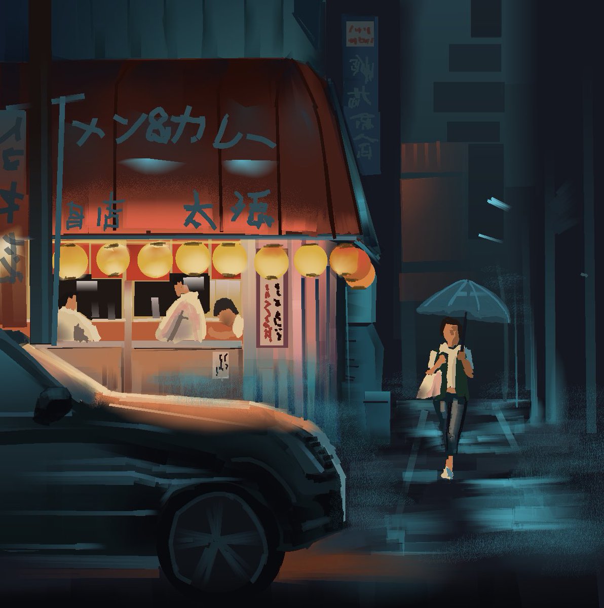 CaBarefoot's tweet photo. Here’s a few more #HEAVYPAINT cyberpunk paintings that I forgot to share from earlier this year. #neotokyo #cyberpunk #vaporwave #visdev #moodpainting #Illustrator #illustration #digitalpainting https://t.co/xKU4fq6Njd