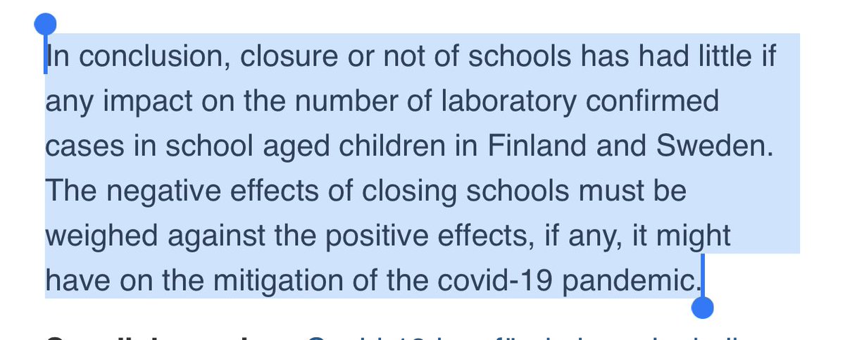  @JeremyKonyndyk, a few qs:1. You have been advocating against schools on the ground that the pandemic is insufficiently contained. But open schools have not been shown to accelerate spread—so why would closing them be the answer to slowing spread?  http://www.folkhalsomyndigheten.se/publicerat-material/publikationsarkiv/c/covid-19-in-schoolchildren/