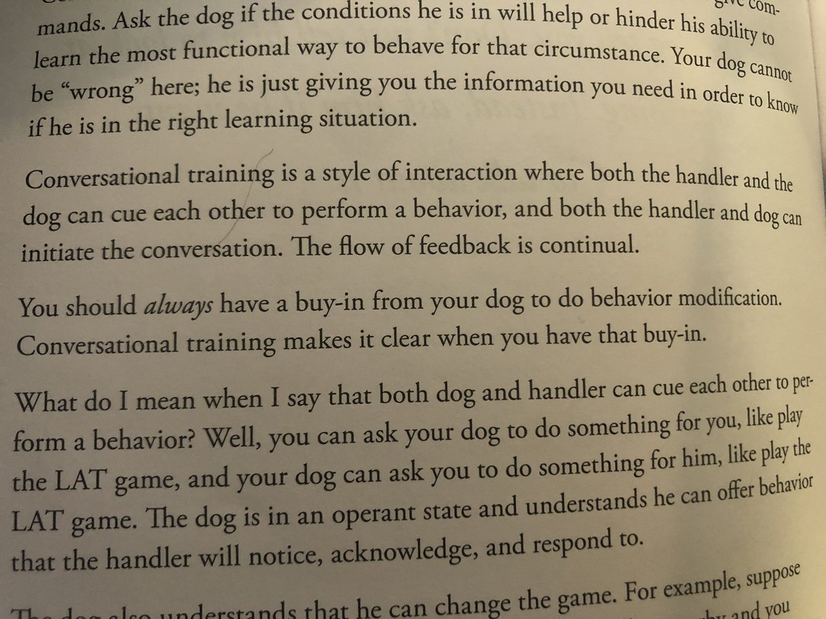 “You should always have buy-in from your dog to do behavior modification. Conversational training makes it clear when you have that buy-in.” @paulkreinerhere relevant to our conversation about this