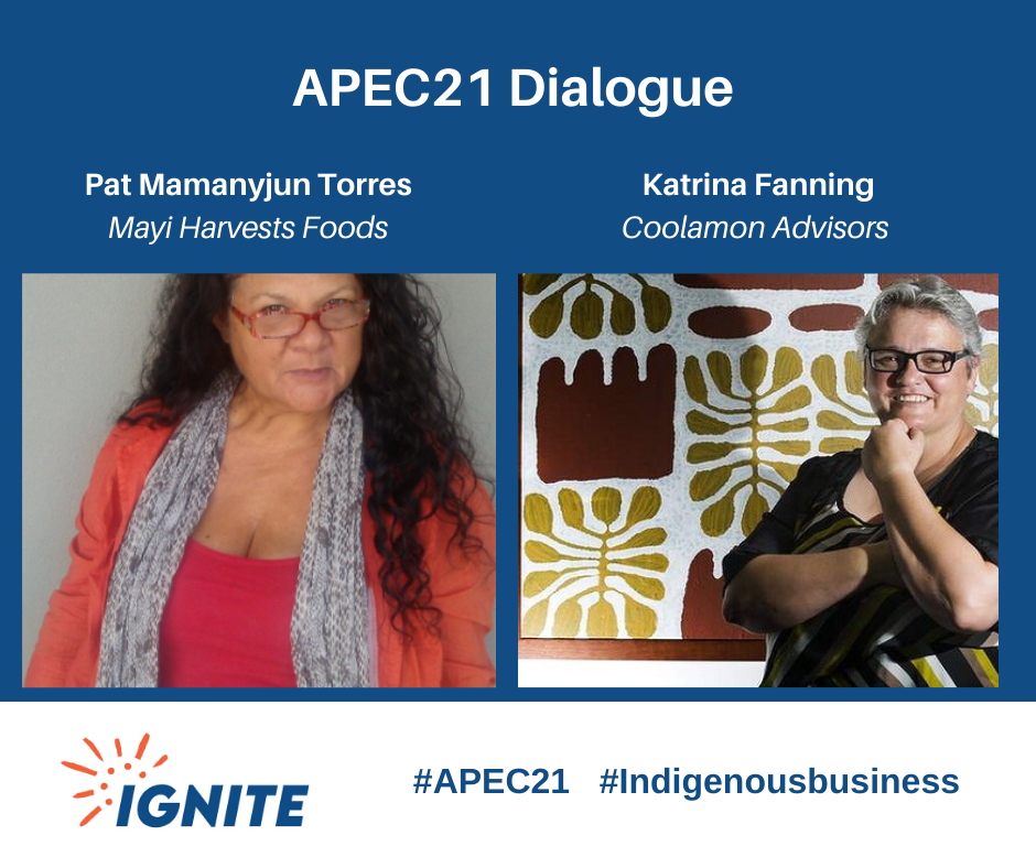 indig_invest's tweet photo. .@APEC 21 is hosted by @MFATNZ, IGNITE are pleased to support @DFAT's nomination Katrina Fanning + Pat Torres to participate in the Indigenous Women in Business dialogue hosted by Chile. More info here https://t.co/0mrsfHb8WH #Indigenousinvestment @i2i_Global #impactinvestment https://t.co/JH9OjyedZA