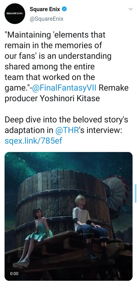 Square EnixUsing young Cloud & Tifa promise scene video with the caption stated 'elements that remain in the memories of our fans' and posting it in both their official Twitter and IG Thanks for remind me  @odekopeko 