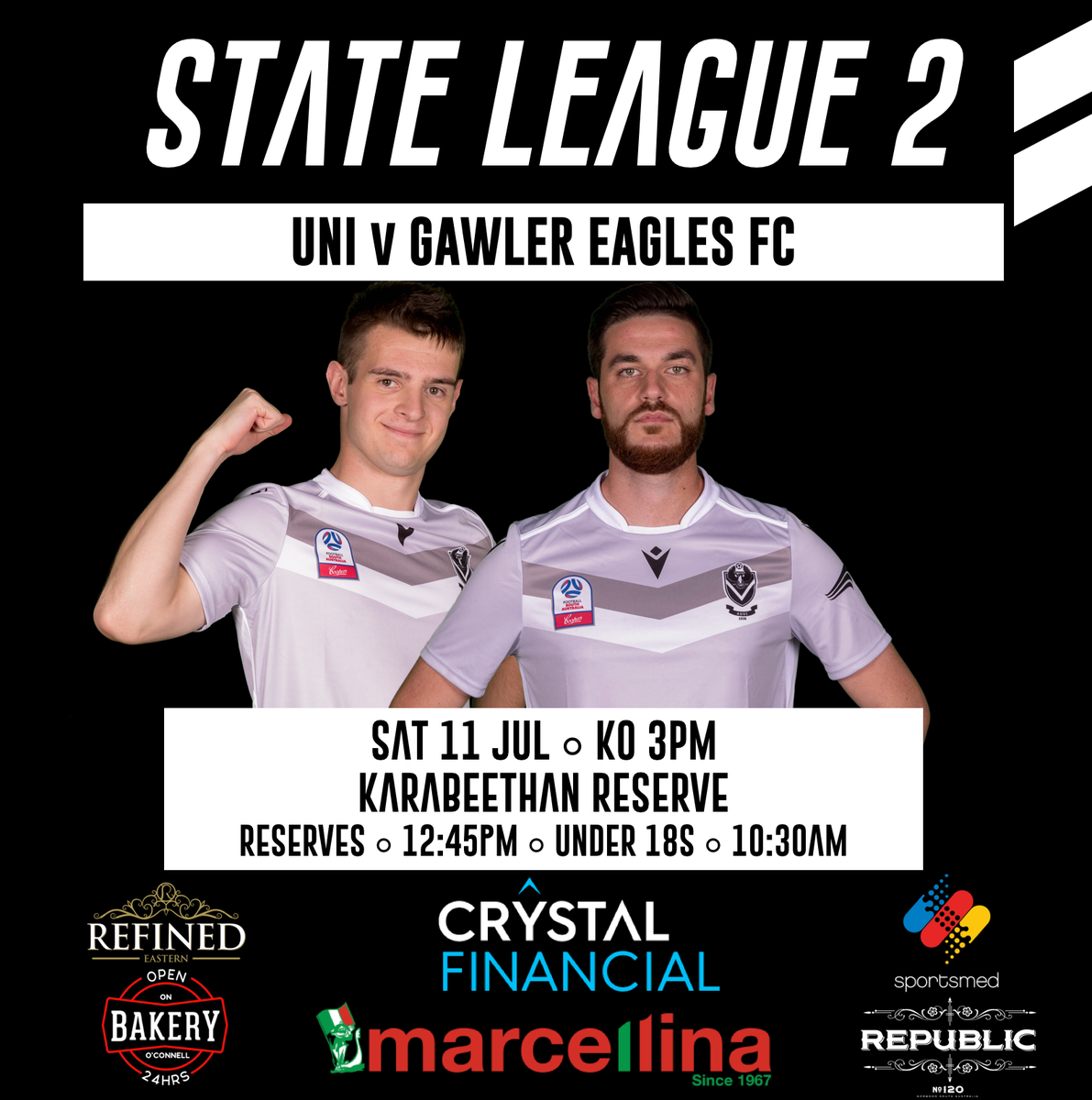 AdelaideUniSC's tweet photo. The Blacks ahead north on Saturday in their biggest test of the season so far!
๐ Gawler Eagles
โฐ 3:00PM - 12:45PM - 10:30AM
๐ Karbeethan Reserve
#BacktheBlacks #Saturday
@FootballSouthAu #NPLSA #StateLeague2 https://t.co/O9wW8GcA5M