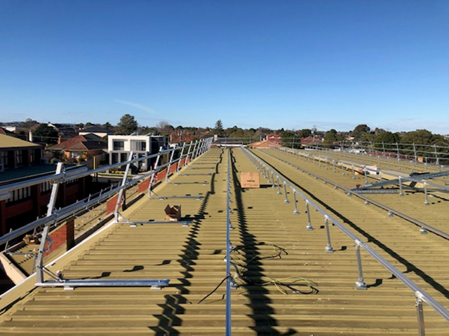 On top of all the hygienic practices we are undertaking such as social distancing, COVID declarations on-site and more, we continue to ensure physical safety is a top priority.

Have a look at our Edge Protection and roof layout in one recent installation of a school in Victoria.