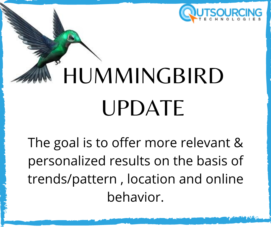 Outsourcingtech's tweet image. Google Algorithm - Hummingbird Update
#Google #algorithm #googlealgo #updates #knowledge #hummingbird #Trends #patterns #location #onlinebehavior