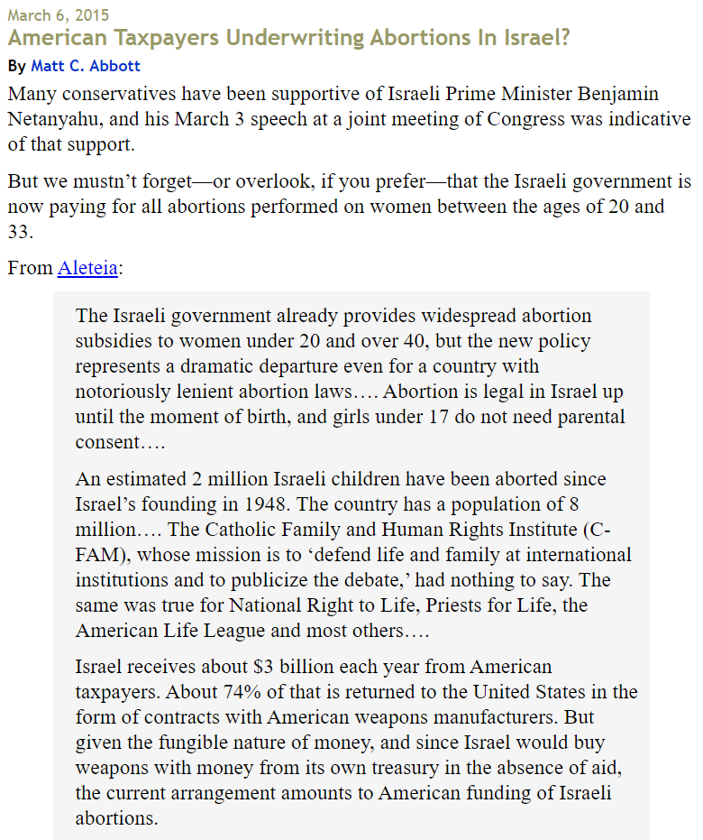 "Judeo-Christian" Values(~2 million Jewish babies killed in Israel since 1948)Do we add that to, or subtract that from, the Hol0cau5t? 