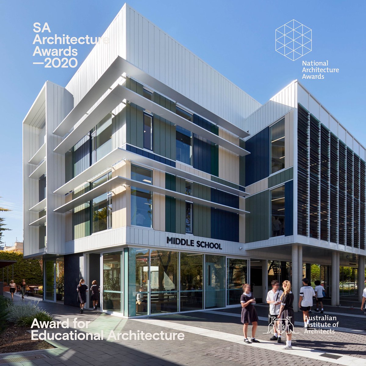 Wow! We're ecstatic our innovative Middle School was awarded an Educational Architecture Award at the 2020 SA Architecture Awards! Congratulations also to JPE Design Studio! 📸 Sam Noonan