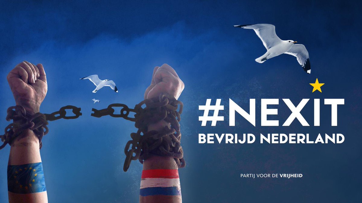 Bevrijd Nederland! 

Geen geld naar Italië.
Geen gelukzoekers uit Afrika.
Geen soevereiniteit naar Brussel.

Nederland weer voor én van de Nederlanders!

#Nexit #Wilders #PVV