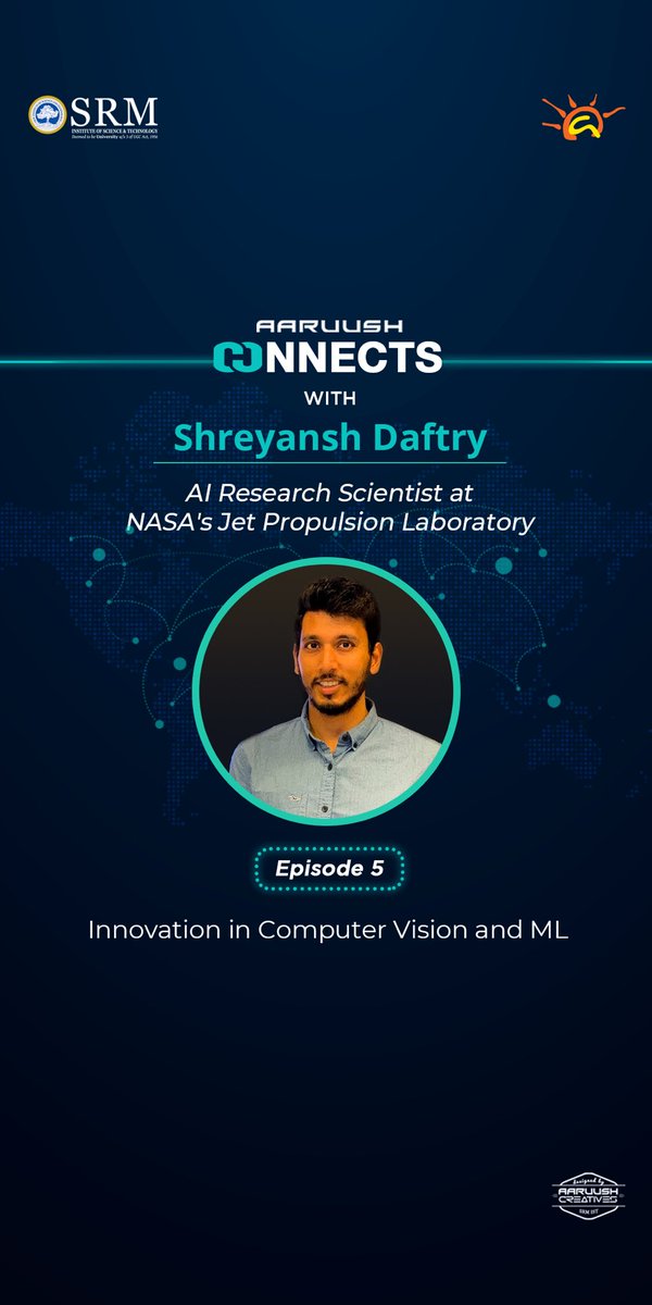 aaruushsrmist's tweet photo. Aaruush Connects Episode 5 with Shreyansh Daftry, AI Research Scientist who has served for NASA's human research program. Watch his conversation with us on “The World of NASA, Jet Propulsion Laboratory” at
https://t.co/a5WI7GeVb3
@shreyanshdaftry @NASA 
#Space #Engineer #Aaruush https://t.co/oLCNXx5EiX