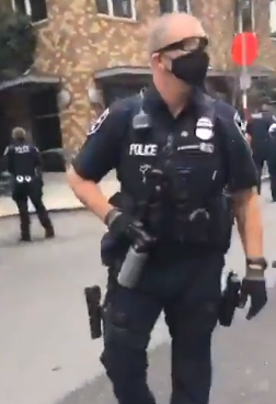 Officer seen brandishing pepper spray during arrest at morning Black Femmes march was sued for wrongfully arresting and using brutal force against two young black men.(THREAD)(1/14)