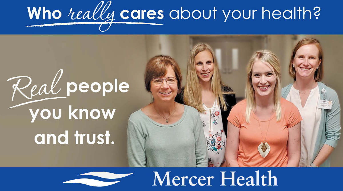 Bridget Geier, CNP, has joined Mercer Health Medical Group providing primary and pediatric care to the community. Geier will primarily serve patients at Mercer Health Medical Group at Coldwater; to schedule an appointment, call 419-678-2381. Learn more at
bit.ly/2ZbMvDg