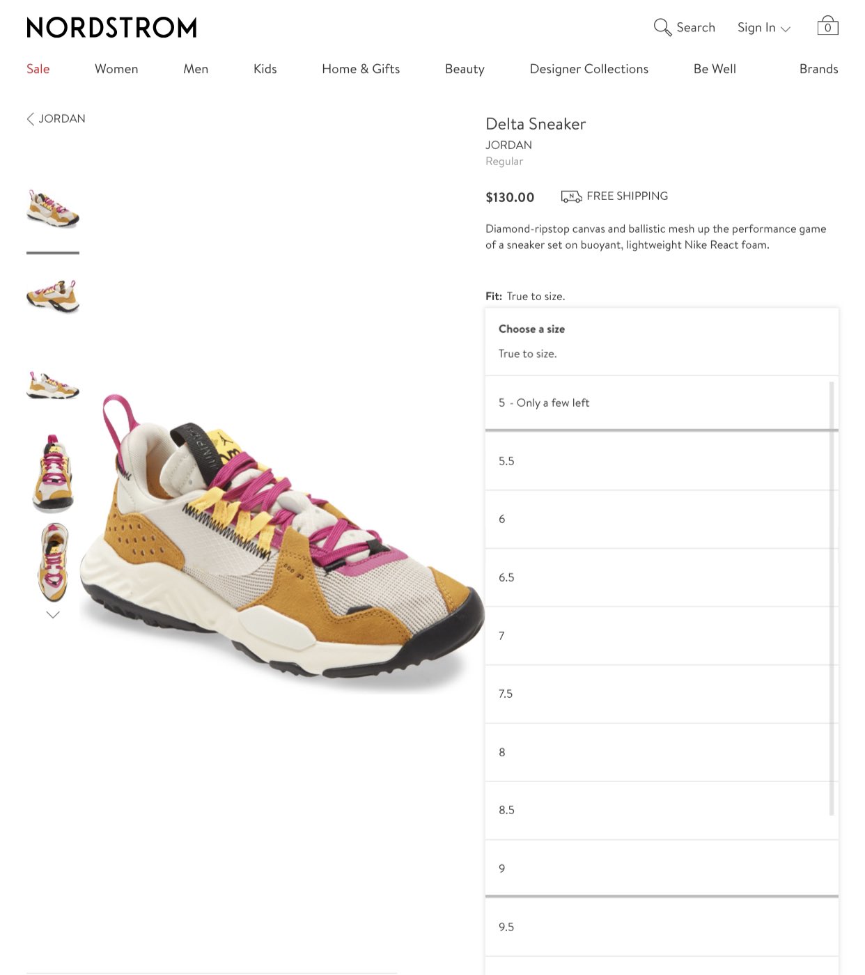 jordan delta true to size