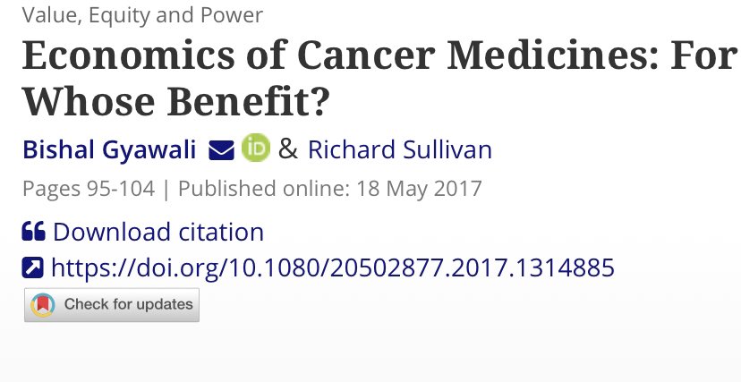 This is another paper that I’m particularly proud of. We explore the economic issues with new cancer drugs here. My first opportunity to work with the inspirational mentor  @SullivanProf  https://www.tandfonline.com/doi/full/10.1080/20502877.2017.1314885