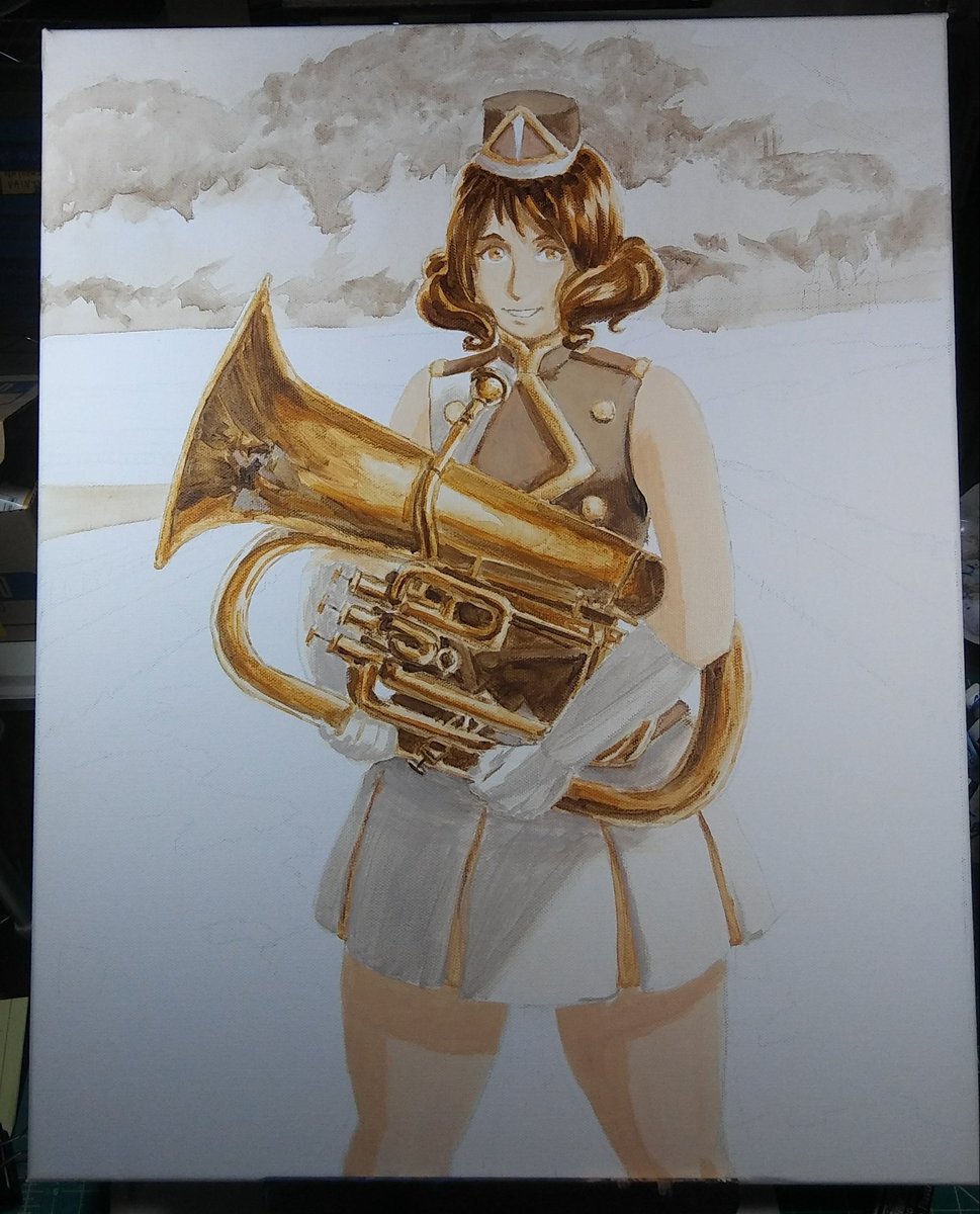 Nearly done setting the values, tomorrow I'll finish them and glaze the colors over #wip #anime_eupho https://t.co/CIq41iW4wp