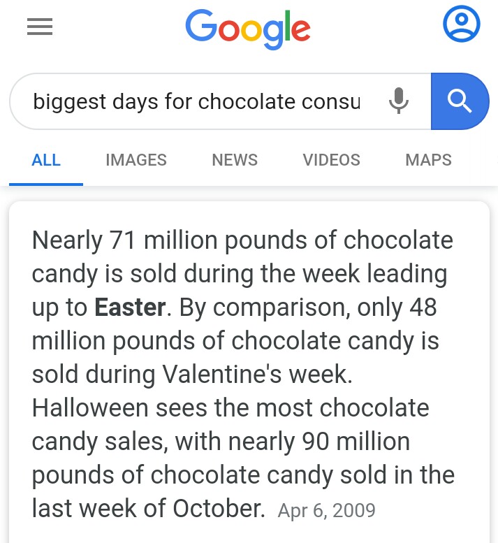 38. #QAnonHalloween, Easter and Valentine's Day are the three biggest chocolate consumption days of the year. They all have pagan origins. Also, chocolate advent calendars at Christmas? Just thinking out loud here, have to do some more digging.