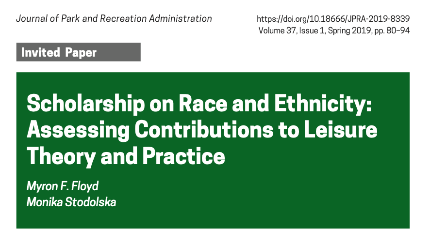 497/ "In the current political climate...ethnic and racial groups are prevented from using recreation resources by overt racism...law enforcement being called on youth of color recreating in pools... African American couples barbecuing in parks or Latinos speaking Spanish."