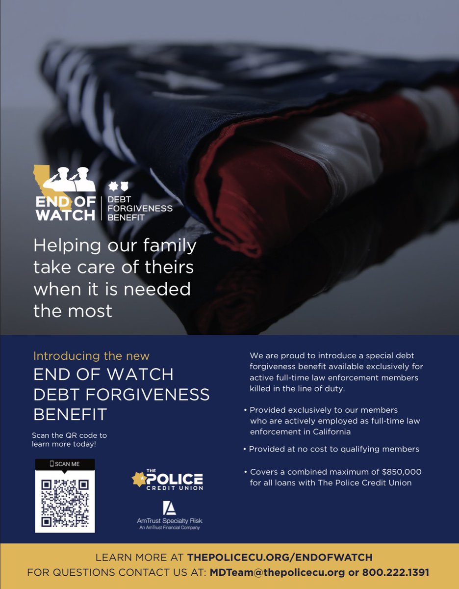 Please take a look at the “End of Watch Debt Forgiveness Benefit” from The Police Credit Union⁣
⁣
#ThePoliceCreditUnion⁣
#StoneBusailah