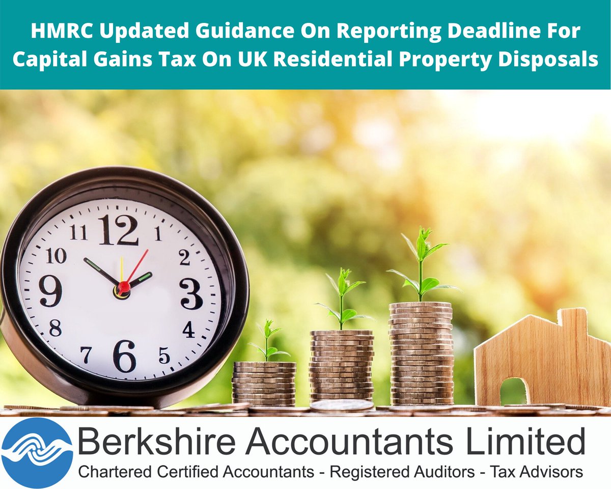 HMRC has extended reporting and filing deadline of capital gains tax(CGT) on UK residential property disposals. Read our blog to find out more! bitly.ws/8Zvv  
#CapitalGainsTax #CGT #property #TaxTips #Rdguk #Berkshire #capitalgainstaxonukresidentialpropertydisposals