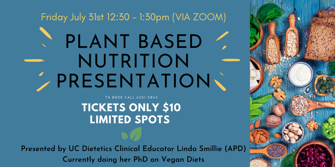 UC Nutrition and Dietetics Health Clinic (@ucdietetics) on Twitter photo An upcoming Plant Based Nutrition talk run by Linda Smillie, APD and Clinical Dietetic Educator at <a href="/UniCanberra/">University of Canberra</a>. Suitable for #vegetarians, #vegans or those simply wishing to reduce their meat intake. Call to book: shorturl.at/FJPQY @MichelleLincol6 An upcoming Plant Based Nutrition talk run by Linda Smillie, APD and Clinical Dietetic Educator at <a href="/UniCanberra/">University of Canberra</a>. Suitable for #vegetarians, #vegans or those simply wishing to reduce their meat intake. Call to book: shorturl.at/FJPQY @MichelleLincol6
