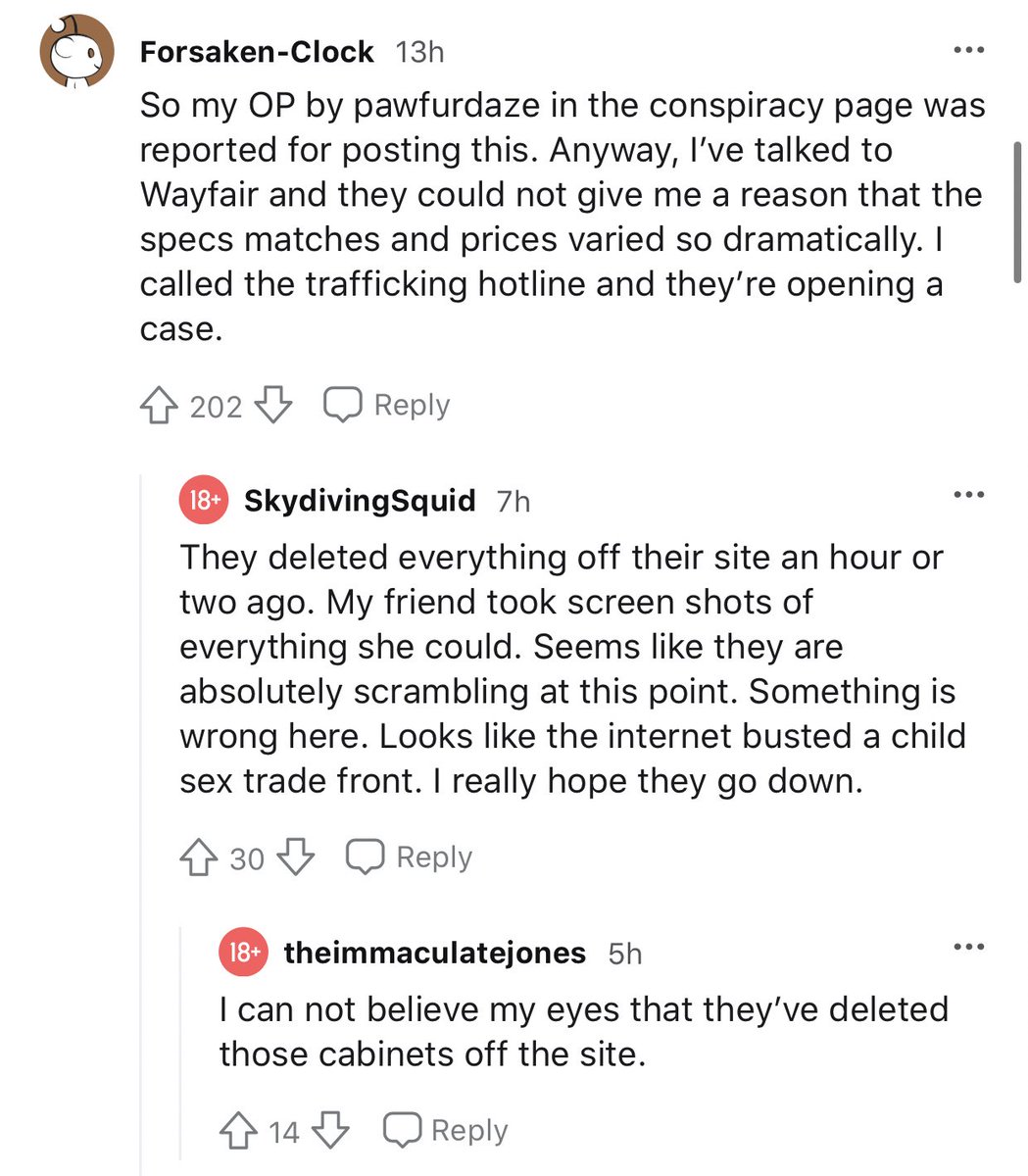 WAYFAIR literally deleted the cabinets that were up for more than 10k to hide their sex trafficking scandal!! The internet busted a front line tracking operation right in front of our eyes