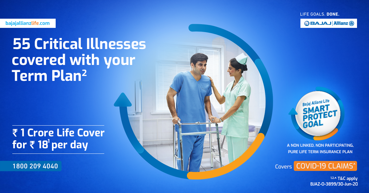 bajajlife_in's tweet photo. Get added #cover against 55 #criticalillnesses in your #TermInsurance Plan with Bajaj Allianz Life #SmartProtectGoal and help secure your #LifeGoals against 55 critical illnesses. Give your #LifeGoals a back-up plan. Check the features here: https://t.co/On18jODghs https://t.co/kpPL99gbYT