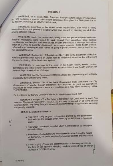 IskoMoreno's tweet photo. Lahat po ng hotel, motel, dormitory na nagbigay ng free lodging para sa ating healthcare workers, bibigyan po natin ng P100,000 tax credit. :-) uwu https://t.co/Pn6yu8idqT