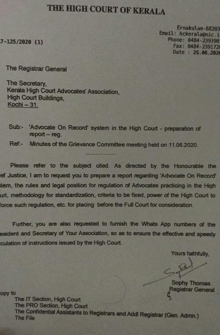 Notice Supreme Court Advocate Number Notice Kerala High Court