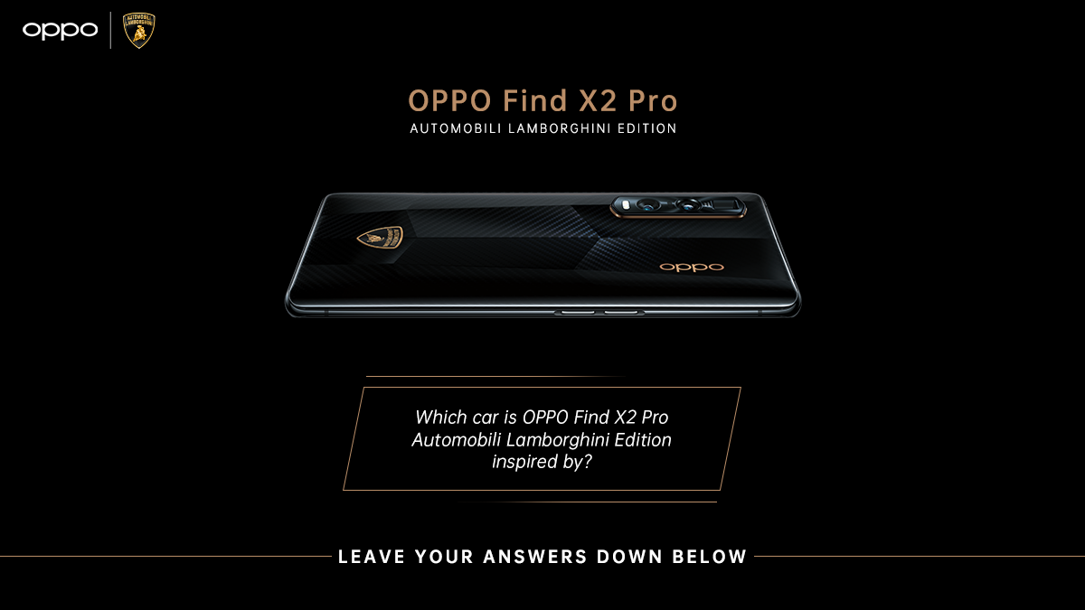 #QuizAlert- The #LamborghiniEditionFlagship is based on the most iconic member of the Lamborghini family! Any guesses?
Share your answers to win the #OPPOFindX2Pro Automobili Lamborghini Edition!
Stay tuned for more #OPPOxLamborghiniTrivia!
T&C: https://t.co/7e3dYGJ9zW https://t.co/JDwsV7iAjz